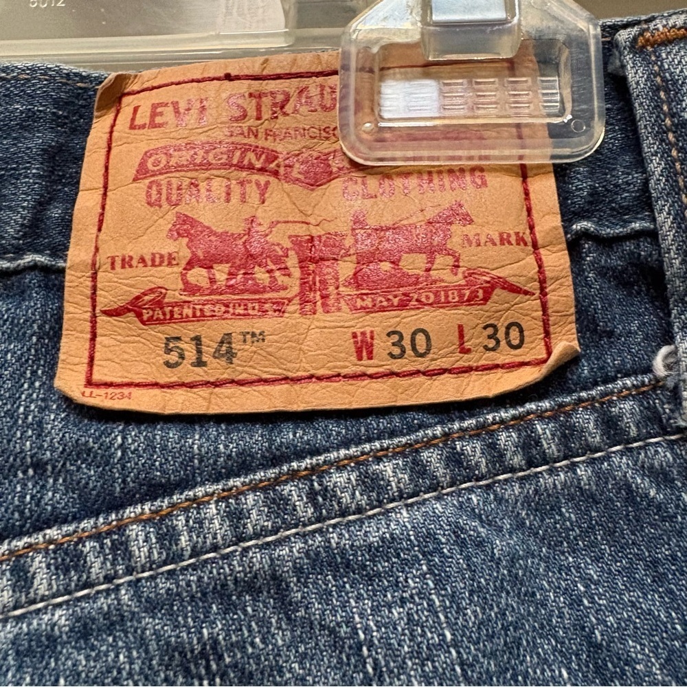 Levi’s 514 Men’s Slim Straight Jeans 30x30 Dark Wash Faded Zipper Fly - Picture 4 of 7